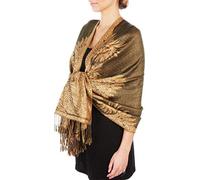 Sakkas 70" x 28" Big Paisley Jacquard Double Layer Woven Viscose Pashmina Shawl/Wrap/Stole - Olive Green