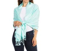 Sakkas 70 x 28 Paisley Self-Design Shawl/Wrap / Stole - Baby Blue(Size: One Size)