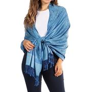 Sakkas 70 x 28 Paisley Self-Design Shawl/Wrap / Stole - Blue(Size: One Size)