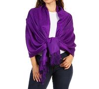 Sakkas 70" x 28" Paisley Self-Design Shawl/Wrap/Stole - DarkPurple