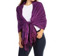 Sakkas 70" x 28" Paisley Self-Design Shawl/Wrap/Stole - Eggplant