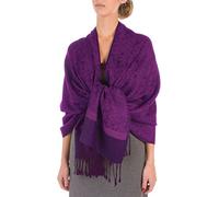 Sakkas 70" x 28" Paisley Self-Design Shawl/Wrap/Stole - Purple