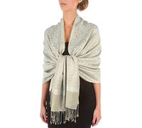 Sakkas 70" x 28" Paisley Self-Design Shawl/Wrap/Stole - Silver Grey
