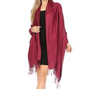 Sakkas 78" X 28" Rayon from Bamboo Soft Solid Pashmina Feel Shawl/Wrap/Stole - Burgandy