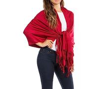 Sakkas 78" X 28" Rayon from Bamboo Soft Solid Pashmina Feel Shawl/Wrap/Stole - darkred