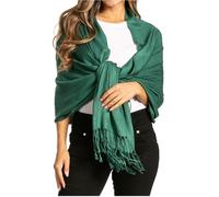 Sakkas 78" X 28" Rayon from Bamboo Soft Solid Pashmina Feel Shawl/Wrap/Stole - Forest Green