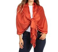 Sakkas 78" X 28" Rayon from Bamboo Soft Solid Pashmina Feel Shawl/Wrap/Stole- Rust