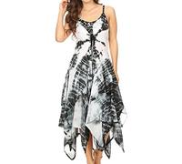 Sakkas 902 Annabella Corset Bodice Handkerchief Hem Dress - White/Black - One Size Regular