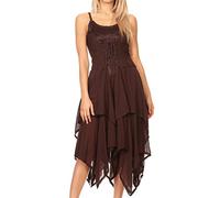 Sakkas 9031 Lady Mary Jacquard Bodice Handkerchief Hem Dress - Brown - One Size
