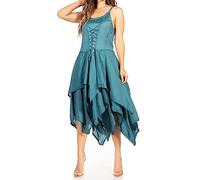 Sakkas 9031 Lady Mary Jacquard Bodice Handkerchief Hem Dress - Denim Blue - One Size
