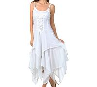 Sakkas 9031 Lady Mary Jacquard Bodice Handkerchief Hem Dress - White - One Size