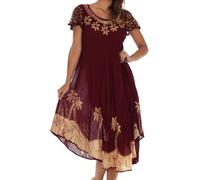 Sakkas A009 Batik Palm Tree Cap Sleeve Caftan Dress/Cover Up - Chocolate - One Size