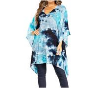 Sakkas Adalwin Second Tiedye Desert Sun Circle Ponch Tunic Top Blouse W/Embroidery