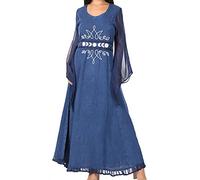 Sakkas ADL20324 - Eve Women's Long Sleeve Casual Medieval Renaissance Celtic Maxi Dress Soft - Navy - 1XL/2XLP