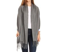 Sakkas Iris Warm Super Soft Cashmere Feel Pashmina Shawl Wrap Lightweight Scarf for Women - Weddings, Evening Dresses, Festivals, Travel, Evening Accessory & Daily Wear - Dark Grey - OS