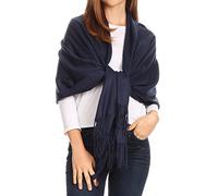 Sakkas 1746 - Iris Warm Super Soft Cashmere Feel Pashmina Shawl/Scarf with Fringes - Navy - OS