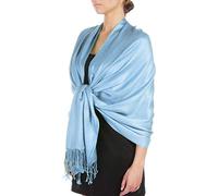 Sakkas Large Soft Silky Pashmina Shawl Wrap Scarf in Solid Colors - Baby Blue