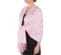 Sakkas Large Soft Silky Pashmina Shawl Wrap Scarf in Solid Colors - Baby Pink