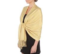 Sakkas Large Soft Silky Pashmina Shawl Wrap Scarf in Solid Colors - Beige