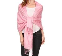 Sakkas Large Soft Silky Pashmina Shawl Wrap Scarf in Solid Colors - Blush Pink