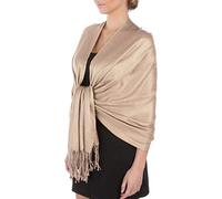 Sakkas Large Soft Silky Pashmina Shawl Wrap Scarf in Solid Colors - Clay