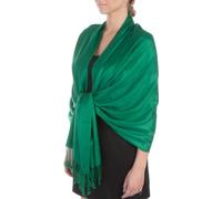 Sakkas Large Soft Silky Pashmina Shawl Wrap Scarf in Solid Colors - Emerald Green