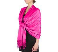 Sakkas Large Soft Silky Pashmina Shawl Wrap Scarf in Solid Colors - Fuschia