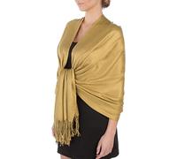 Sakkas Large Soft Silky Pashmina Shawl Wrap Scarf in Solid Colors- Goldenrod