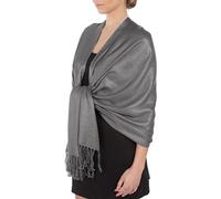 Sakkas Large Soft Silky Pashmina Shawl Wrap Scarf in Solid Colors- Gray