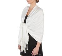 Sakkas Large Soft Silky Pashmina Shawl Wrap Scarf in Solid Colors - Ivory