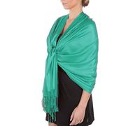 Sakkas Large Soft Silky Pashmina Shawl Wrap Scarf in Solid Colors - Jade Green