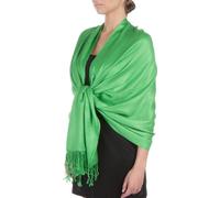Sakkas Large Soft Silky Pashmina Shawl Wrap Scarf in Solid Colors - Kelly Green