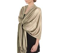Sakkas Large Soft Silky Pashmina Shawl Wrap Scarf in Solid Colors - Latte