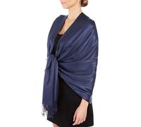 Sakkas Large Soft Silky Pashmina Shawl Wrap Scarf in Solid Colors - Navy Blue