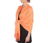Sakkas Large Soft Silky Pashmina Shawl Wrap Scarf in Solid Colors - Peach