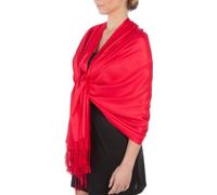 Sakkas Large Soft Silky Pashmina Shawl Wrap Scarf in Solid Colors - Red