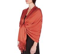 Sakkas Large Soft Silky Pashmina Shawl Wrap Scarf in Solid Colors - Rust