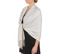 Sakkas Large Soft Silky Pashmina Shawl Wrap Scarf in Solid Colors- Silver Grey