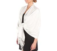 Sakkas Large Soft Silky Pashmina Shawl Wrap Scarf in Solid Colors - White