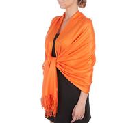 Sakkas Silky Soft Solid Pashmina Feel Shawl/Wrap / Stole - Orange(Size: One Size)