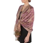 Sakkas Soft Silky Double Layer Jacquard Paisley Pashmina Shawl/Wrap/Scarf - Mauve/Gold