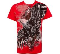 Sakkas TG455T Flying Eagle Metallic Silver Embossed Cotton Mens Fashion T-Shirt - Red/XX-Large, XXL, Red