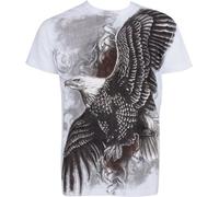 Sakkas TG455T Flying Eagle Metallic Silver Embossed Short Sleeve Crew Neck Cotton Mens Fashion T-Shirt, M, White