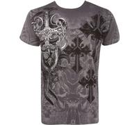 Sakkas TG527T Cross, Sword and Shield Cotton Mens T-Shirt - Charcoal/Medium