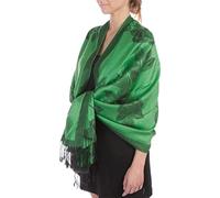 Sakkas Two Tone Floral Rose Reversible Pashmina Scarf Shawl Wrap Stole for Women - Kelly Green/Black