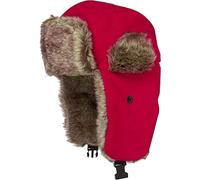 Sakkas Unisex Trooper Trapper Ushanka Hat Faux Fur Lined with Ear Flaps Warm Russian Aviator Windproof Cold Weather for Ski Hunting for Women Men Chin Strap - Red