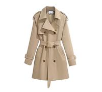 Saklifuo Women's Solid Windbreaker Slim Fit Trench Coat Long Jacket Outerwear with Belt Button