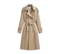 Saklifuo Women's Solid Windbreaker Slim Fit Trench Coat Long Jacket Outerwear with Belt Button