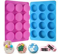 Sakolla 2 PCS Round Chocolate Cookie Molds, Cylinder Silicone Mold, Perfect for Chocolate Covered Oreos, Cake, Candy, Pudding, Mini Soap