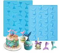 SAKOLLA Mermaid Tail Molds, Mermaid Molds for Chocolate, Cake Decoration Candy Cupcakes Resin Gummies, Set of 2